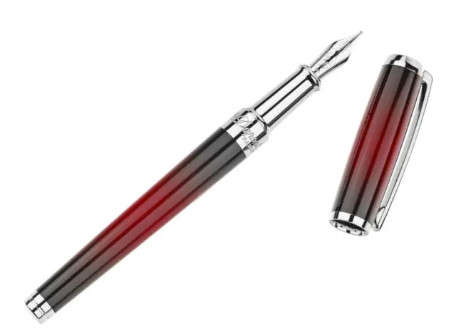 S.T. Dupont Line D Atelier Sunburst Red Fountain Pen, 410106M New In Box