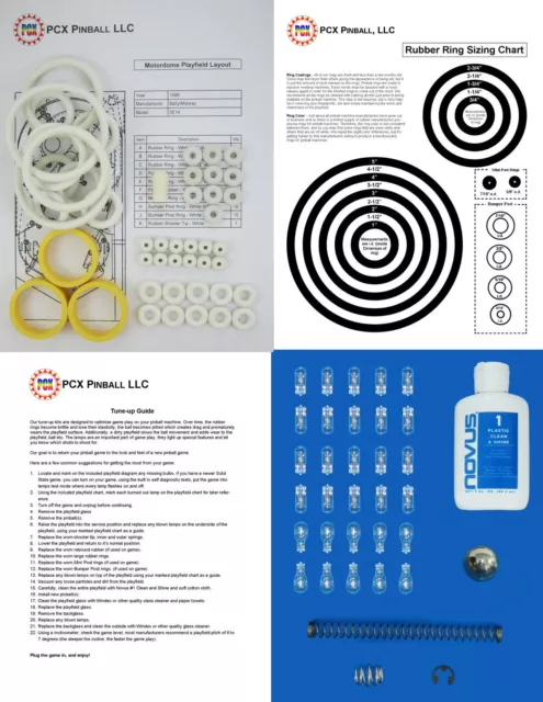 1986 Bally/Midway Motordome Pinball Tune-up Kit - Includes Rubber Ring Kit