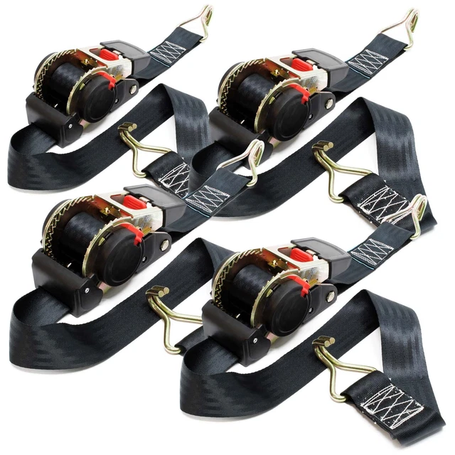 TTSet di 4 cinghie automatiche di fissaggio 1,8m x 50mm PES Ganci a punta 750 da