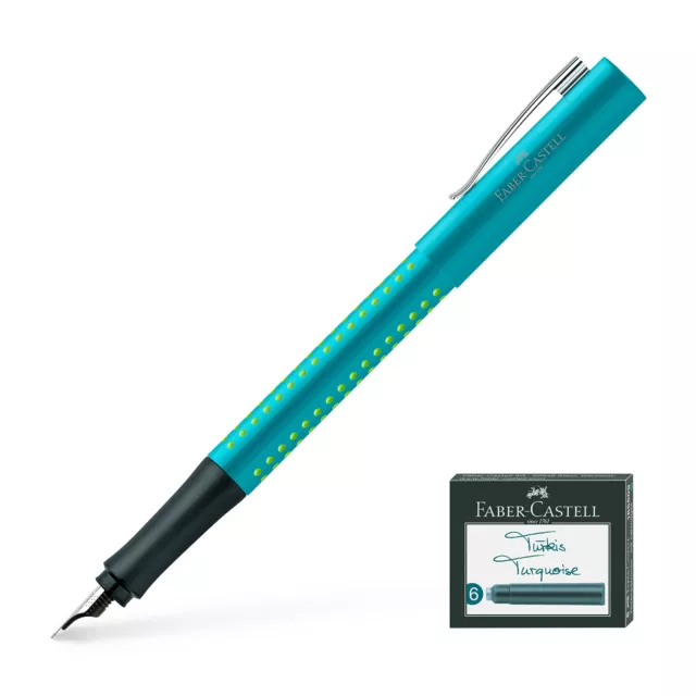 Faber-Castell Grip 2010 Fountain Pen Bicolor Turquoise Medium Point 140914 - New