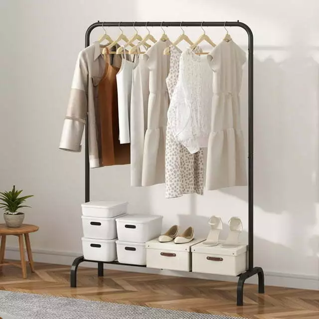 Clothes Rack Heavy Duty Clothing Garment Rack with Hanging Rod,