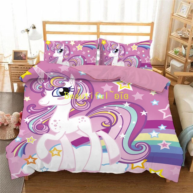 LINEN UNICORN STAR Doona/Quilt/Duvet Cover Set Single/Double/Queen/King ...