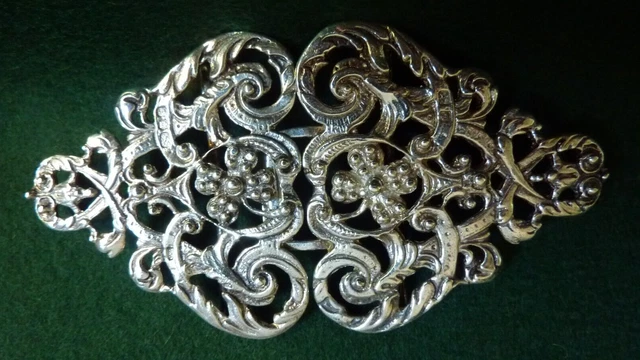 Boucle De Ceinture Ancienne En Argent - Décor Filigrane, Style 19ème Siècle - Occasion