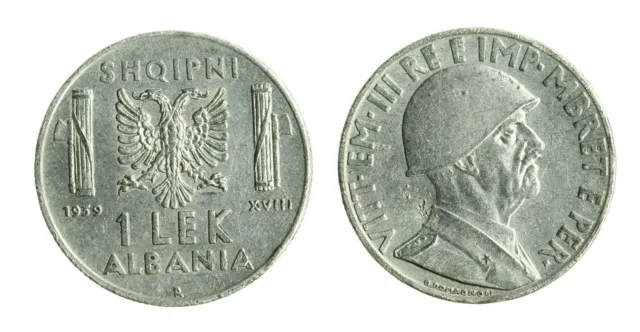 pcc1712_18) ALBANIA Vittorio Emanuele III  (1939-1943) 1 LEK 1939