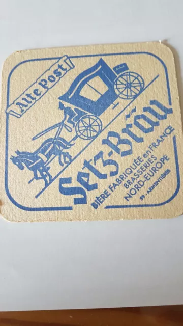 Ancien sous bock bière SETZ-BRAU recto-verso différent