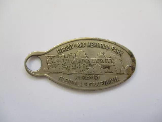 vintage Forest Lane Memorail Park California Drop Box Return Oval Key Fob Chain