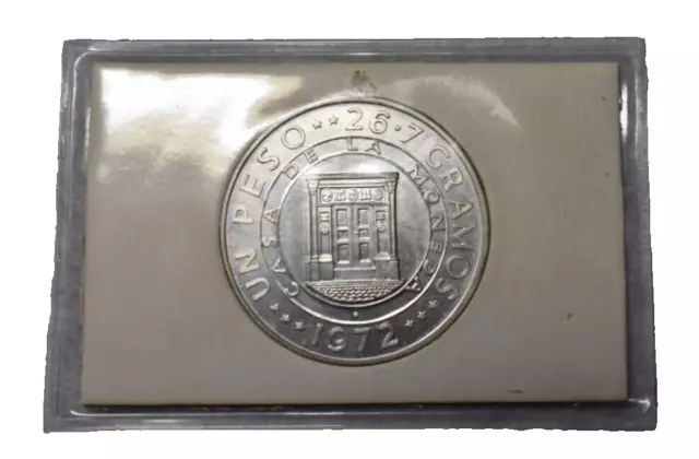 DOMINICAN REPUBLIC 1 PESO 1972 PROOF LARGE SILVER COIN (stock# 007)