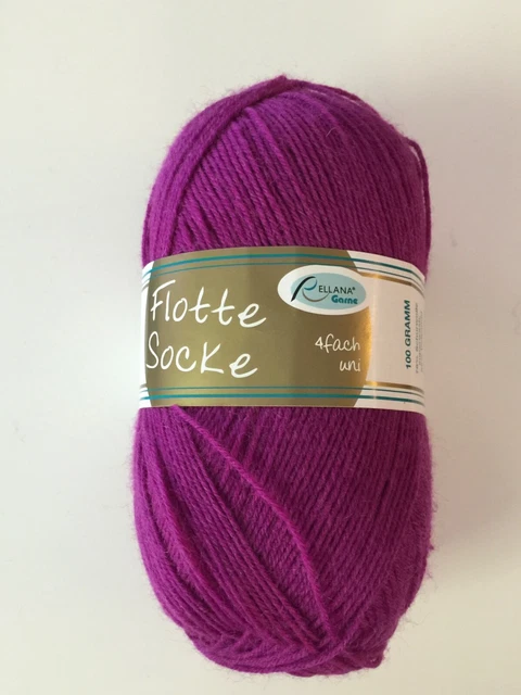 FLOTTE SOCKE Sockenwolle RELLANA 4-fach / 4-fädig Uni 100 g fuchsie