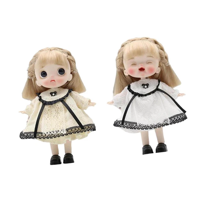 2 Pezzi Trucco Bambola Bambini Ragazze Giocattoli 14 Cm Bambola Snodata