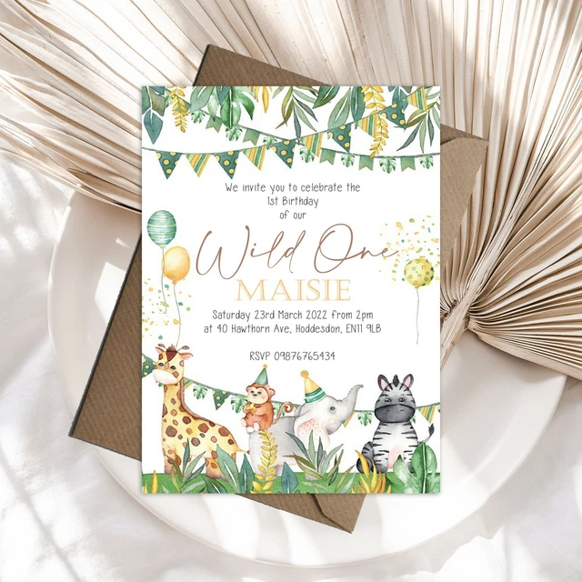 10 Inviti Safari Per Festa Di Compleanno Personalizzati Per Bambini &ndash; Tema Giungla E Animali