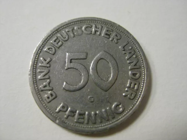 BRD 50 Pfennig Bank Deutscher Länder 1950 "G"  Erhaltung sehr schön,siehe Bilder