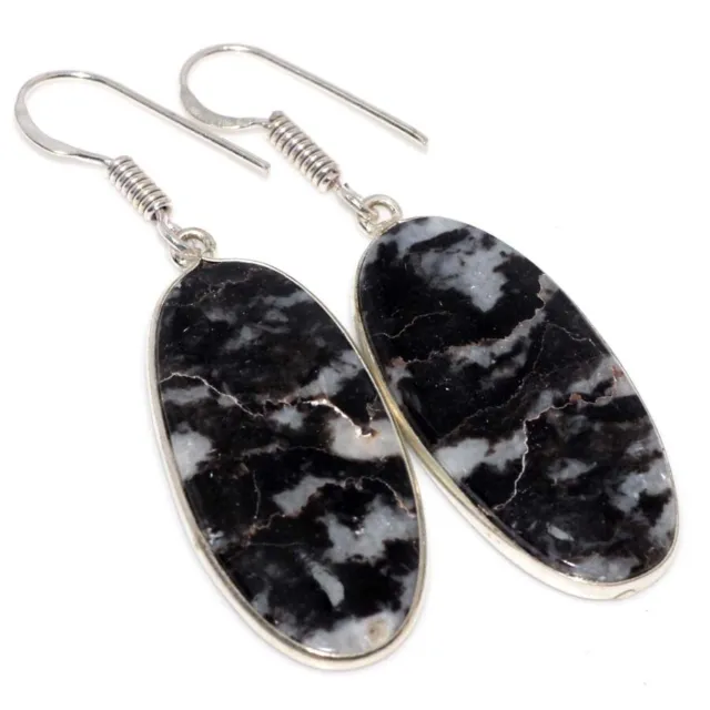 925 Silver Plated-White Buffalo Turquoise Ethnic Gemstone Earrings Jewelry 2" JW