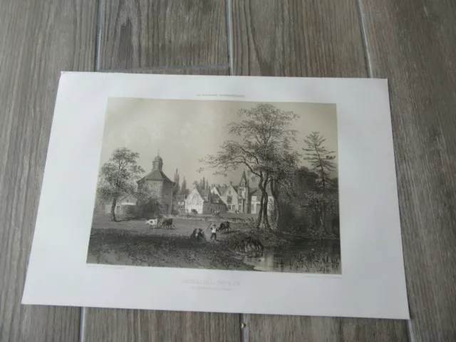 Gravure 1867 Chateau De La Prevalaye Rennes  Lithographie  Originale