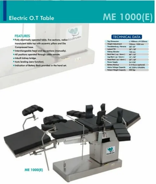 OT Surgical ME-1000 C-Arm Compatible Operation Theater Table Fully Electrically