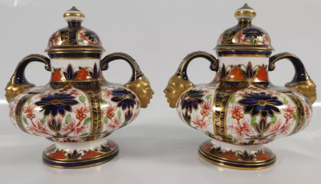 A Fine Pair of Antique Crown Derby Imari Urns