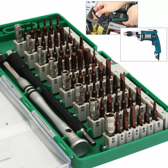 60 in 1 S2 Tool Steel Precision Screwdriver Nutdriver Bit Repair Tools Kit Sets 2