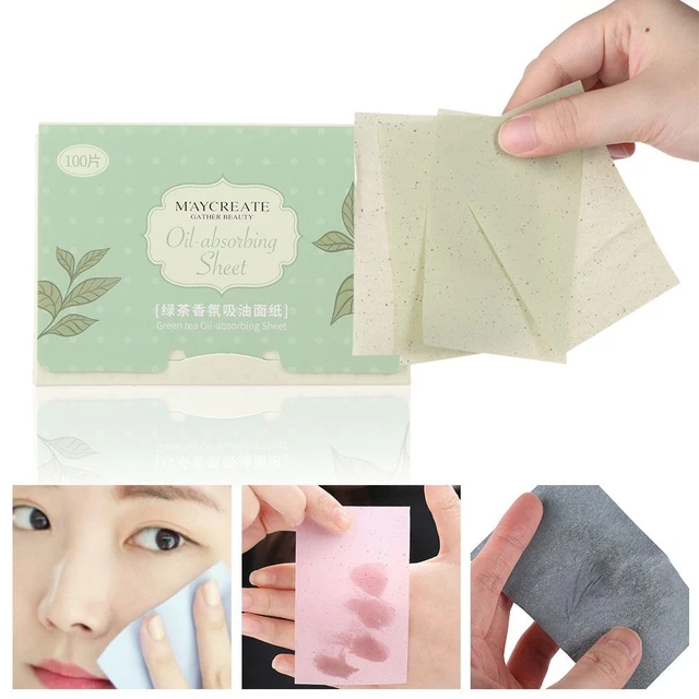 Hojas de secado de control de aceite facial de té verde papel absorbente limpieza facial