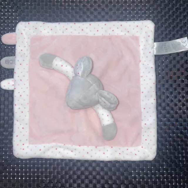 C/A3 Doudou Plat Carré Obaibi Souris Gris Blanc Rose Pois  24/24Cm