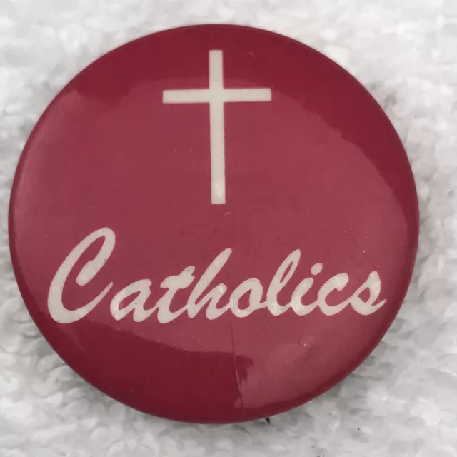 Catholics Vintage Pin Button Cross