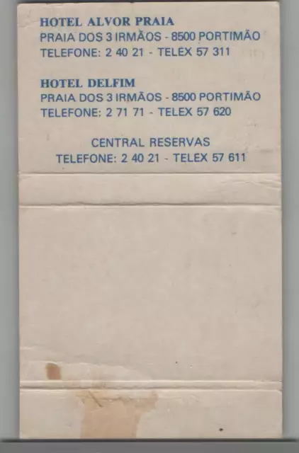 Matchbook Cover Hotel Alvor Praia Portugal 2