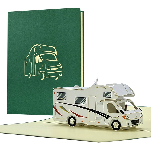 Noel Tatt Biglietto Di Compleanno Uomo Con Camper E Cane - 170x125mm Con Busta, Finiture In Oro, Ecologico, Avventura Contemporanea - 4