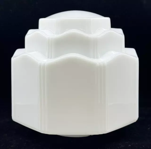 Vintage 1930s ART DECO Milk Glass SKYSCRAPER Ceiling LIGHT FIXTURE Shade GLOBE