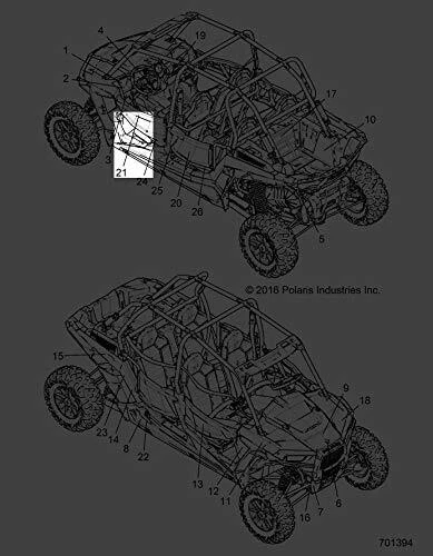 Polaris 7186623 DECAL-DOOR TOP RH Part RZR XP Turbo