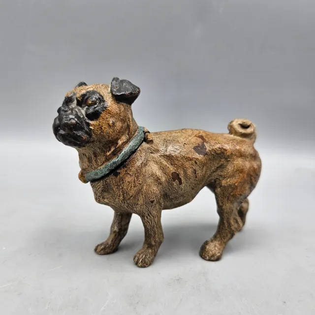 Austrian Cold Painted Bronze Pug Dog Inkwell Marked "Geschutzt"