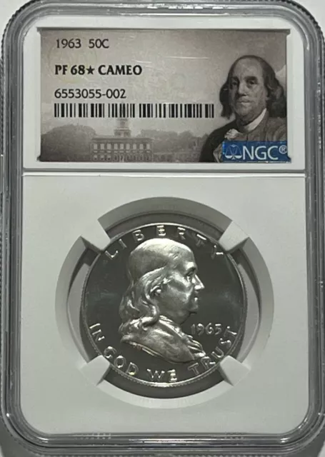 1963 NGC PF68 STAR CAMEO PROOF BEN FRANKLIN HALF DOLLAR 50c 90% SILVER