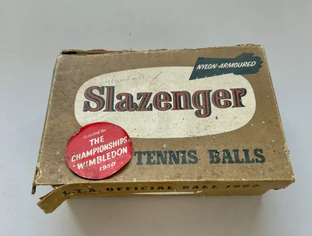 Slazenger vintage tennis Ball box with 6 balls