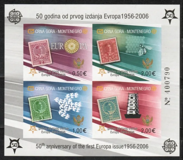 Montenegro Block 2B ** Ungezähnter Jubiläumsblock 50 Jahre C.e.p.t. Europamarken