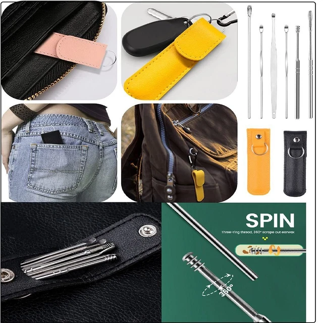 6PCS Nettoyeur de cérumen Démolvant de cire d'oreille cuillère Outil en spirale