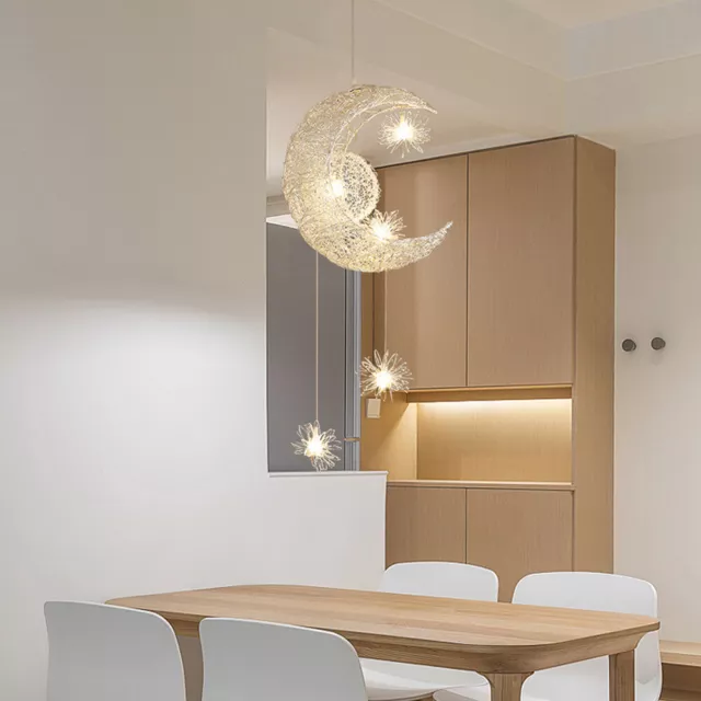 LED Kinder zimmer Lampe Pendelleuchte Mond Sterne Deckenleuchte Kronleuchter DHL