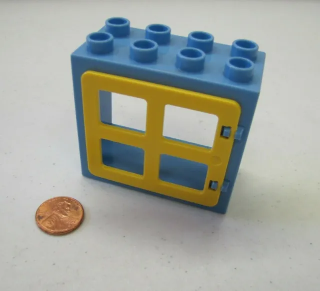 Lego DUPLO LIGHT BLUE & YELLOW WINDOW PANE DOOR UNIT Building Block 2x4 #2