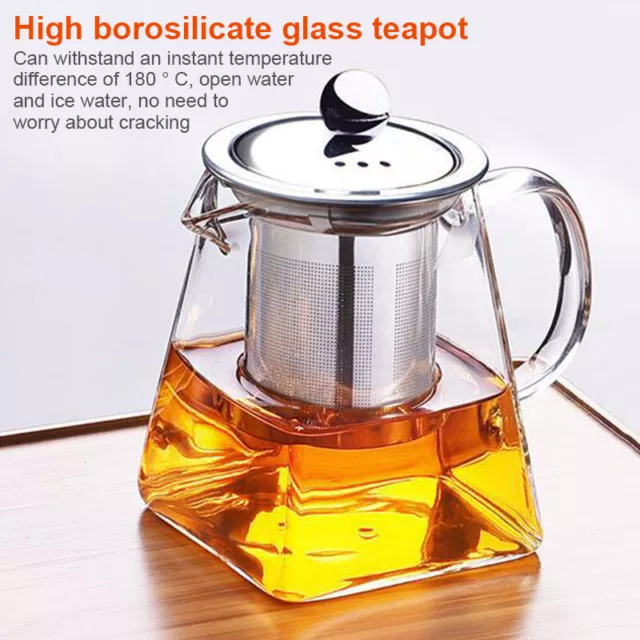 350ML Heat Resistant Glass Teapot with Strainer Filter Infuser TeaPot