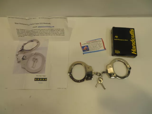 Vintage Hiatt-Thompson USA #2222 Police Handcuffs With Key  Brand NEW