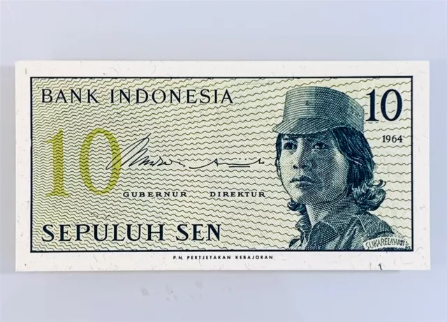 Billete Indonesia 10 Sepuluh Sen 1964 UNC Pick P-92a Banco Indonesia Papel moneda