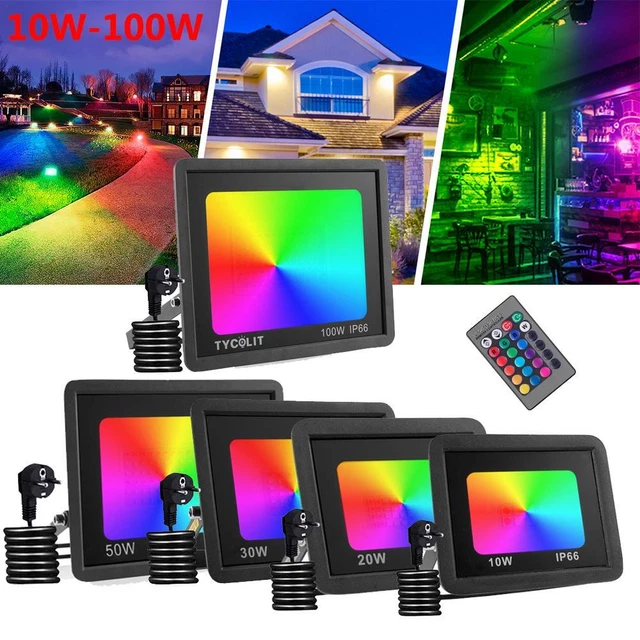 LED Fluter Außen Strahler Flutlicht Scheinwerfer Garten RGB Lampe Mit Stecker