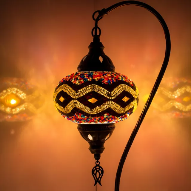 Lámpara Escritorio Turca de Mesilla de Noche Vintage para Dormitorio Mosaico