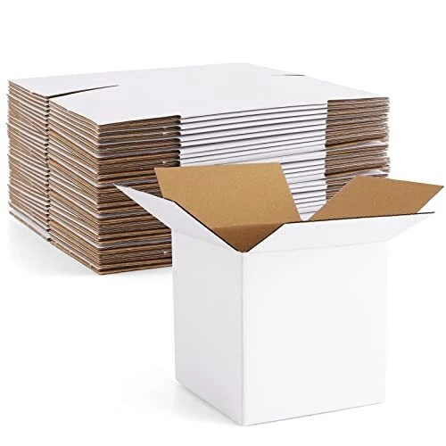 4x4x4"Cardboard Box Mailers 25 Pack White Cube Corrugated Small