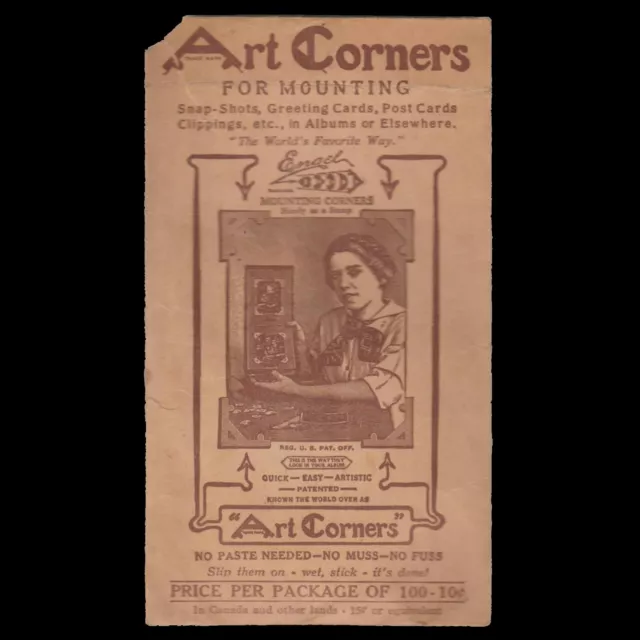 Esquinas de montaje Engel Art 1925 Patd negro estilo cuadrado paquete abierto con aprox 60