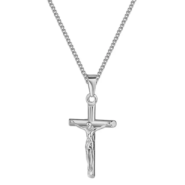 Croix Chaîne en Argent Plaqué Or Blanc 18 Carat Femmes Hommes Imperméable K6149D