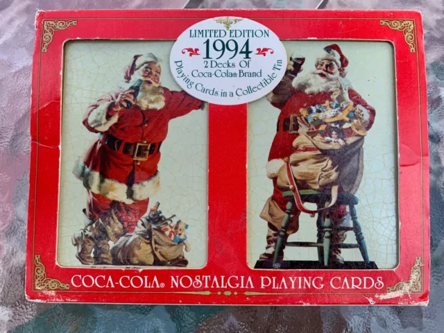 Coca Cola Nostalgia Playing Cards Christmas Santa; 2 Decks Limited Edition 1994