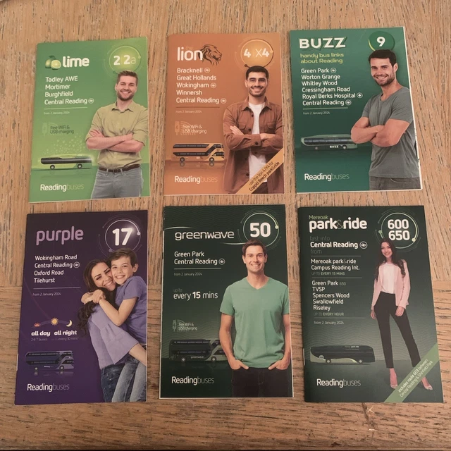 READING BUS TIMETABLES x 6 issues as at 2 January 2024 editions £3.25