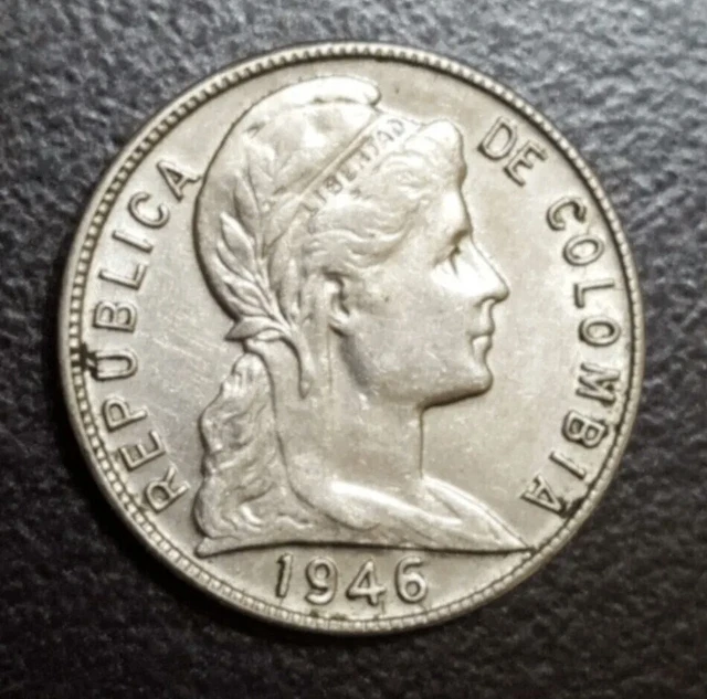 1946 Colombia 5 Centavos AU/UNC High Grade coin KM 199 LIBERTY LIBERTAD