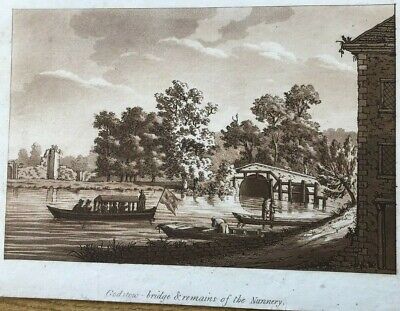Antique Print Godstow Bridge & Remains Of The Nunnery 1799 Samuel Ireland