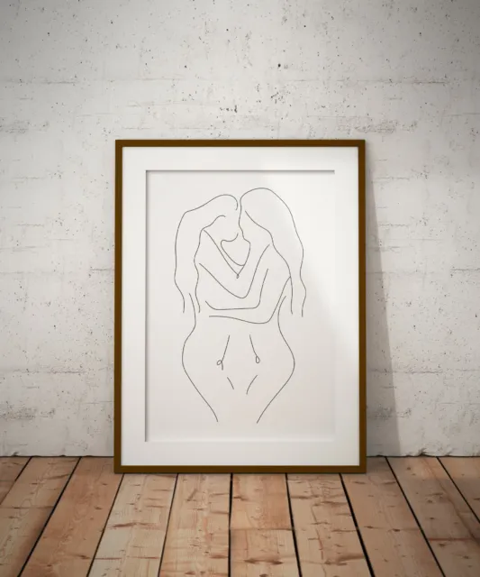 Nude Lovers Lesbian print, poster, prints, posters, watercolour, wallart, gift