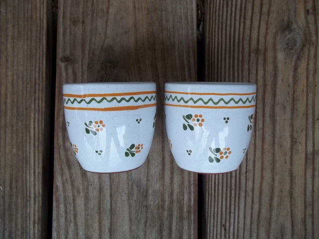 Vintage Custard Cups VAROSLOD MAJOLIKA HUNGARY Set of 2 Dessert Fruit Majolica