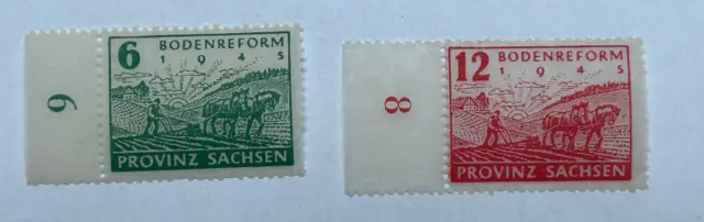 Briefmarken SBZ Provinz Sachsen Mi 90 - 91 ungestempelt Randstücke