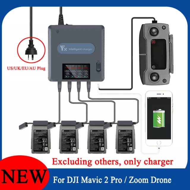 6 IN 1 Schnell Smart Akku Lade Hub Ladegerät für DJI Mavic 2 Pro/Zoom Drohne ADE